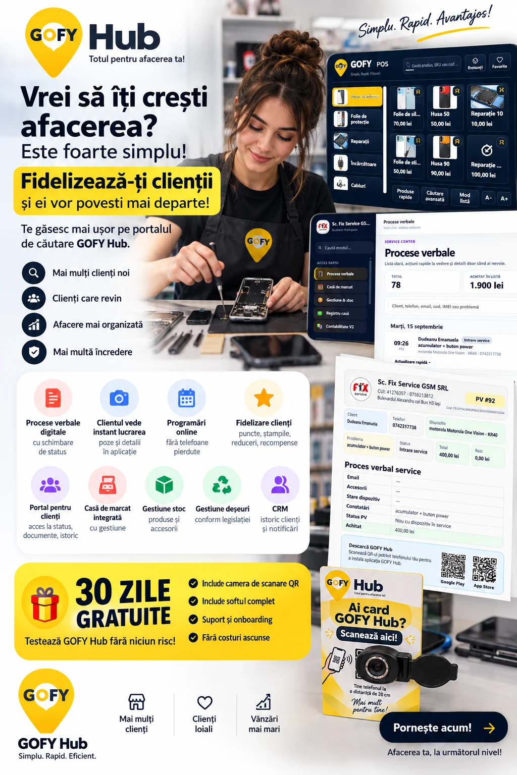 Software pentru cafenea cu POS, preparabile și fidelizare în GOFY Hub